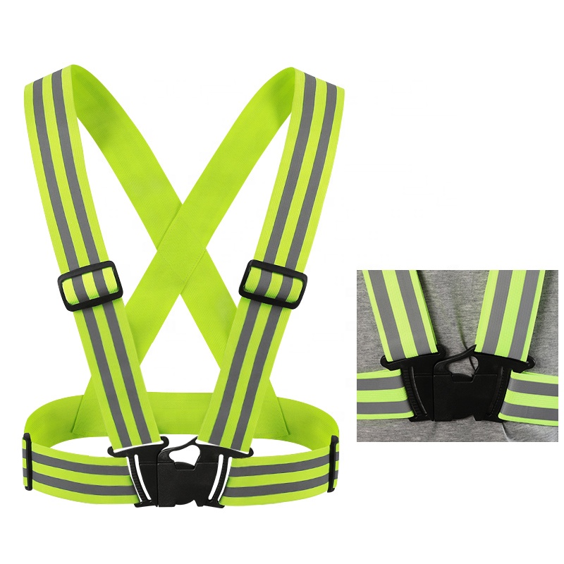 Correa de cinturón de chaleco elástico de seguridad reflectante ajustable transpirable de alta visibilidad